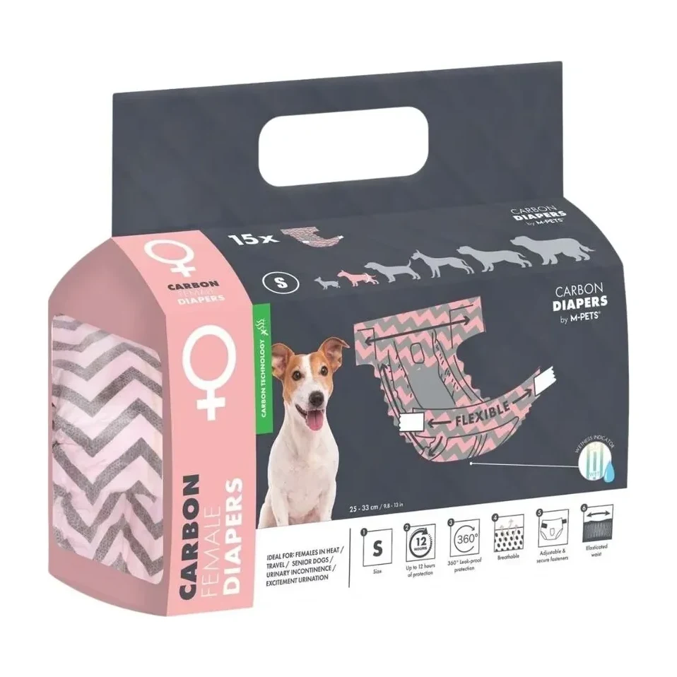 M-Pets Aktif Karbonlu Diapers Dişi Köpekler İçin Külot (S) 15li