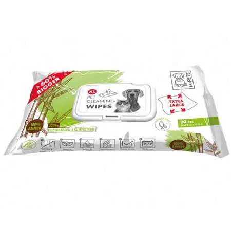 M-Pets Bamboo Kedi ve Köpekler İçin Temizleme Mendili XL 30lu