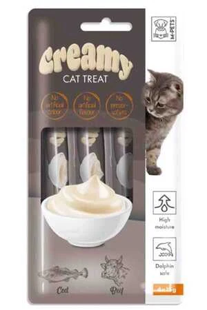 M-Pets Creamy Morina Balıklı Biftekli Krema Kedi Ödülü 4x15gr