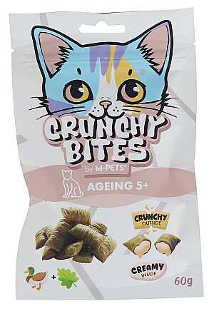 M-Pets Crunchy Bites Ageing 5+ Fonksiyonel Ördekli ve Kedi Otlu Kedi Ödülü 60gr