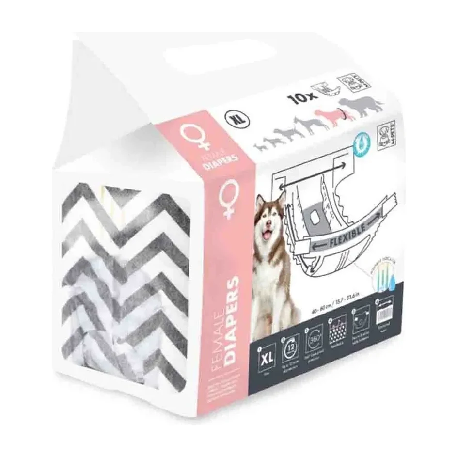 M-Pets Diapers Dişi Köpekler İçin Külot (XL) 10lu