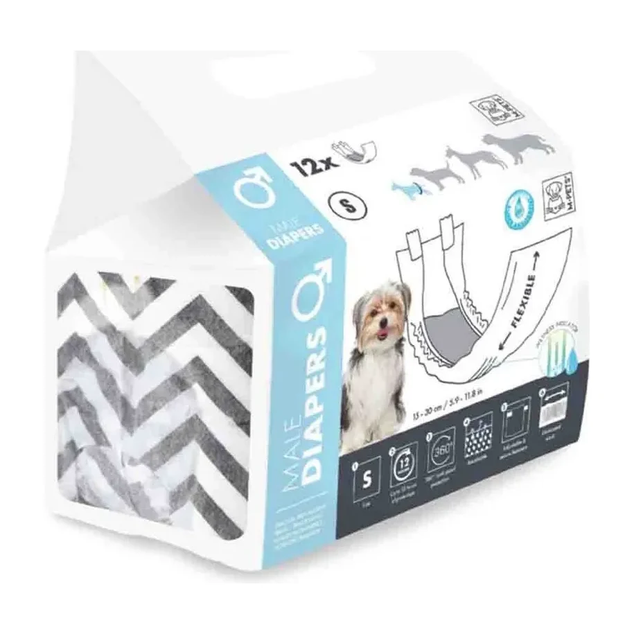 M-Pets Diapers Erkek Köpekler İçin Külot (S) 12li