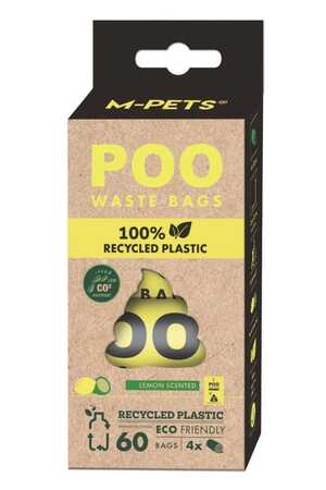 M-Pets Poo Dışkı Poşeti 15 Yaprak Limon Kokulu 4lü Paket