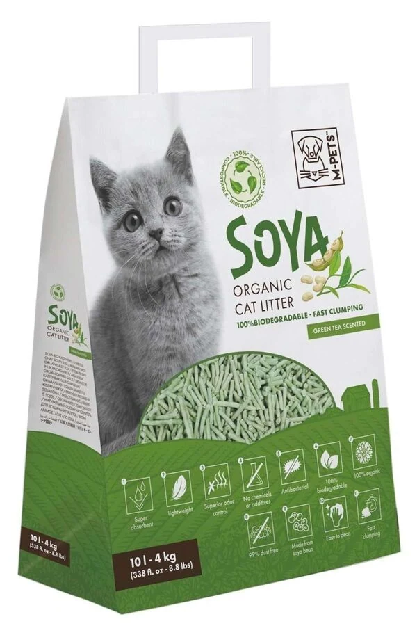 M-Pets Soya Organik Yeşil Çaylı Kedi Kumu 4kg