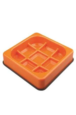 M-Pets Waffle Yavaş Yeme Mama Kabı 1500ml Turuncu