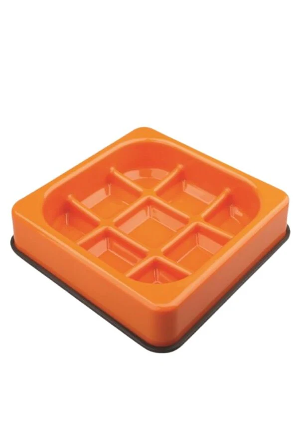 M-Pets Waffle Yavaş Yeme Mama Kabı 1500ml Turuncu