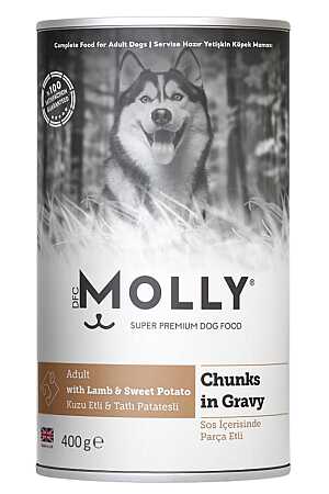 Molly Sos İçerisinde Kuzu Etli ve Tatlı Patatesli Yetişkin Köpek Konservesi 400gr