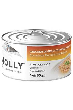 Molly Sos İçerisinde Tavuklu ve Balkabaklı Yetişkin Kedi Konservesi 85gr