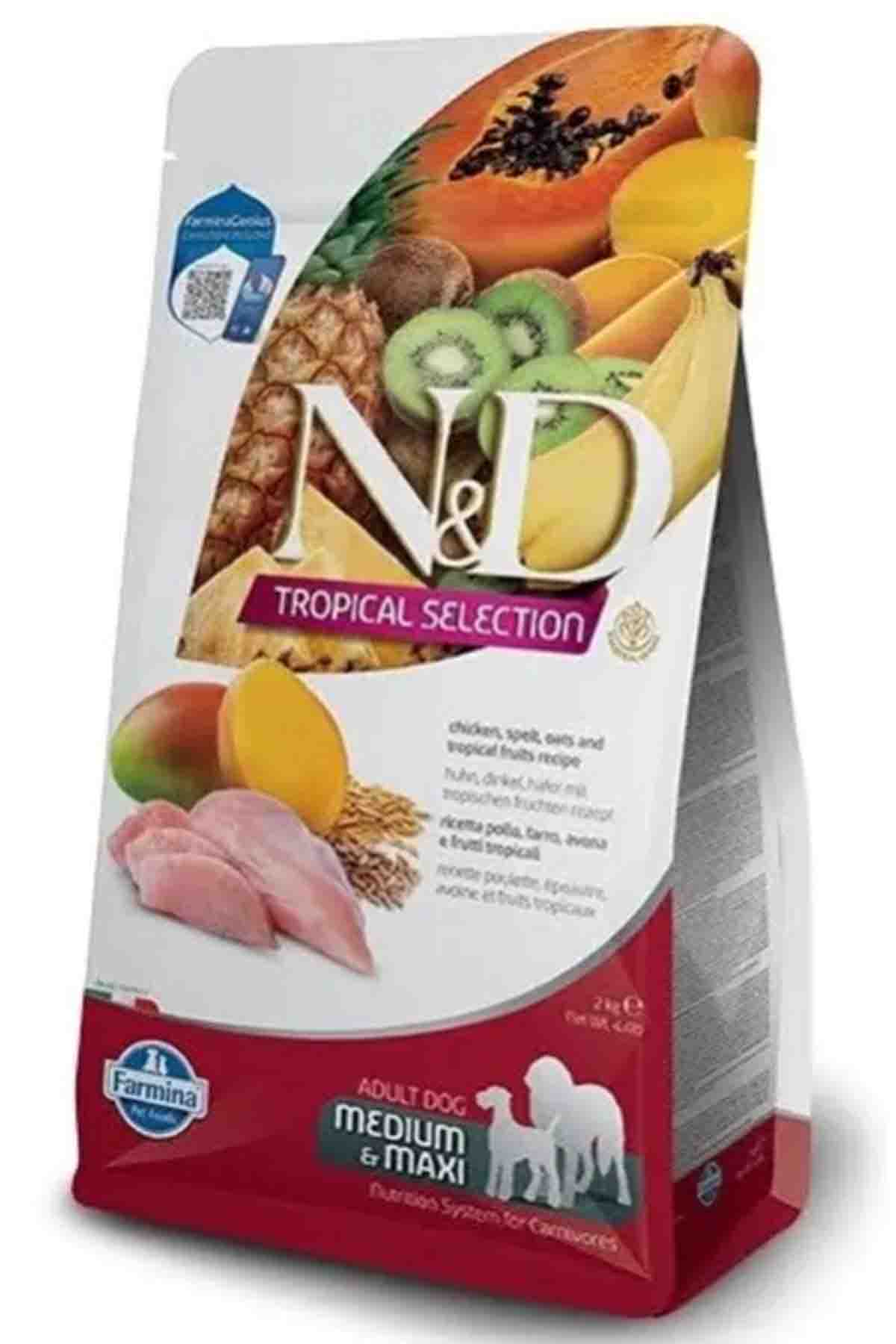 N&D Tropical Selection Tavuklu ve Tropikal Meyveli Orta ve Büyük Irk Yetişkin Köpek Maması 10Kg
