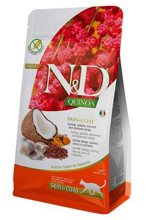 ND Quinoa Skin&Coat Deri Sağlığı Destekli Ringa Balıklı ve Hindistan Cevizli Yetişkin Kedi Maması 5kg