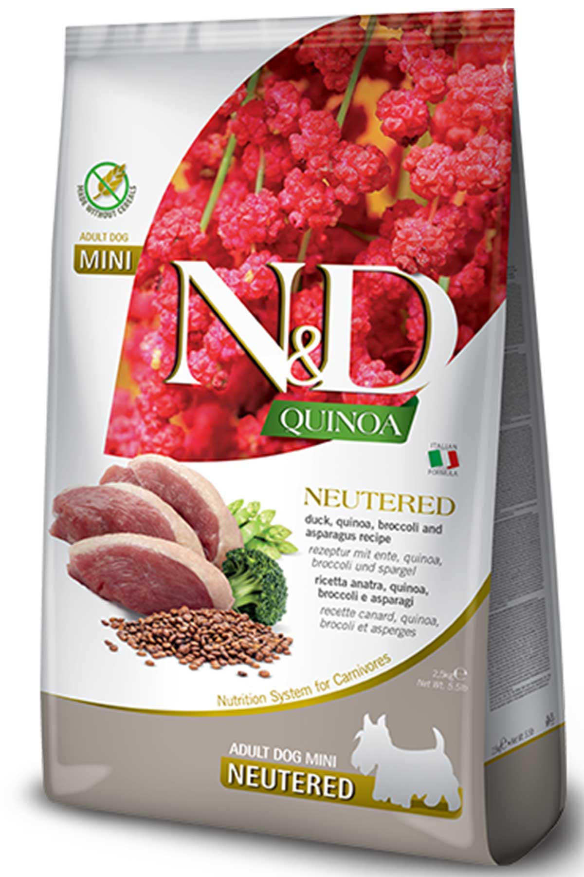 ND Quinoa Tahılsız Ördek Eti Brokoli ve Kuşkonmazlı Mini Irk Kısırlaştırılmış Köpek Maması