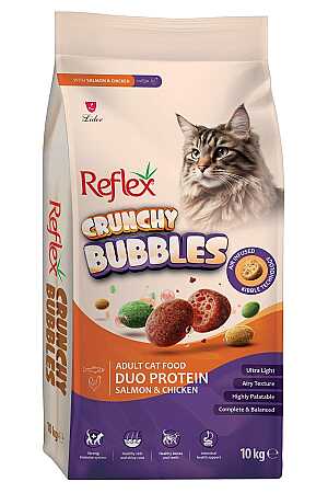 Reflex Crunchy Bubbles Duo Protein Somon Balıklı ve Tavuklu Yetişkin Kedi Maması 10kg