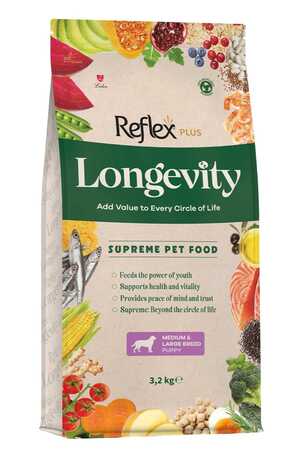 Reflex Plus Longevity Hipoalerjenik Orta ve Büyük Irk Yavru Köpek Maması 3.2kg