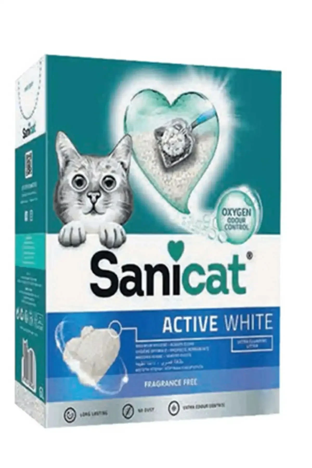 SaniCat Active White Oksijen Kontrollü Koku Emici Ultra Topaklanan Kedi Kumu