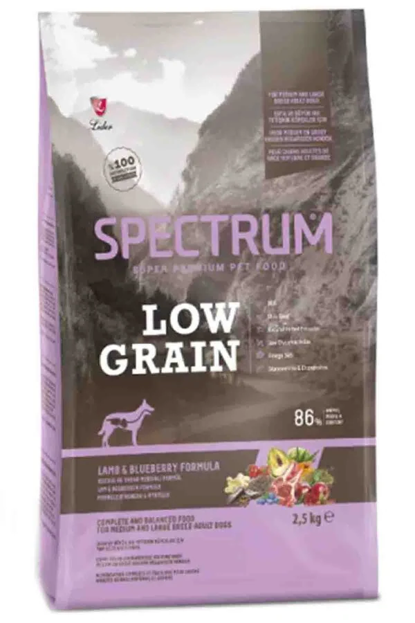 Spectrum Düşük Tahıllı Kuzulu Yaban Mersinli Orta ve Büyük Irk Yetişkin Köpek Maması 2,5kg