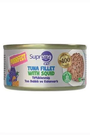 Supreme Purrfect Tiftiklenmiş Ton Balıklı ve Kalamarlı Yetişkin Kedi Konservesi 70gr
