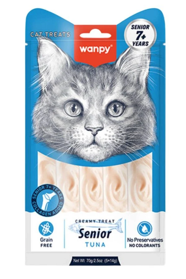 Wanpy Senior 7+ Ton Balıklı Yaşlı Kedi Krema Ödülü 5×14gr