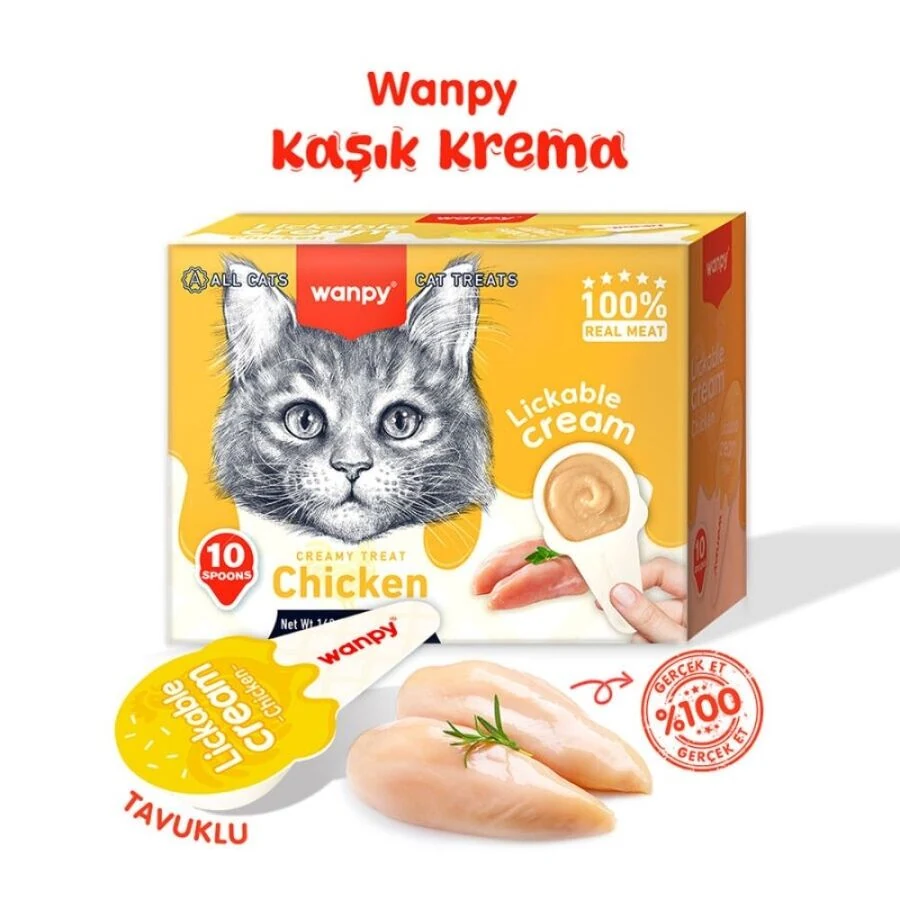 Wanpy Tavuklu Kaşıklı Krema Kedi Ödülü 10x16gr