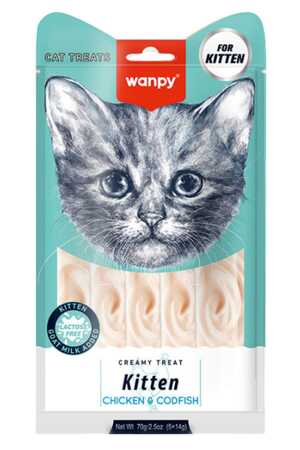 Wanpy Tavuklu ve Morinalı Yavru Kedi Krema Ödülü 5×14gr