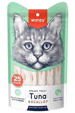 Wanpy Ton Balıklı ve Deniz Taraklı Krema Kedi Ödülü 25x14gr