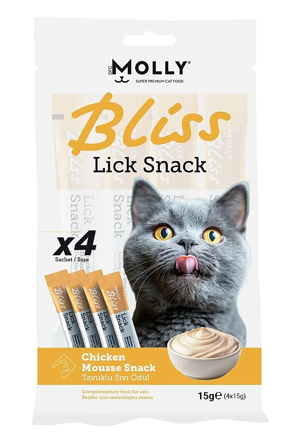 Molly Bliss Lick Snack Tavuklu Sıvı Kedi Ödül Maması 4x15gr